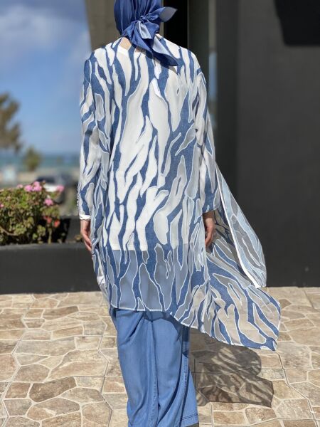 Almarwah Desenli Denim Cepli File Kap 404830 MAVİ - 40