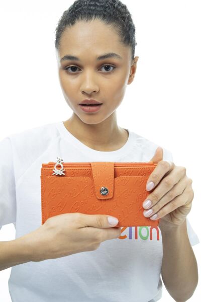 Benetton Monogram Yazılı Renkli Cüzdan BNT1038 TURUNCU