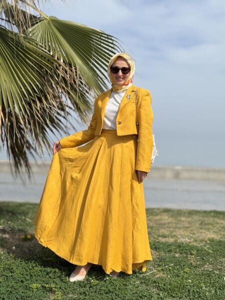 Vuu Crop Ceket Kloş Etek Takım 25SSV3014