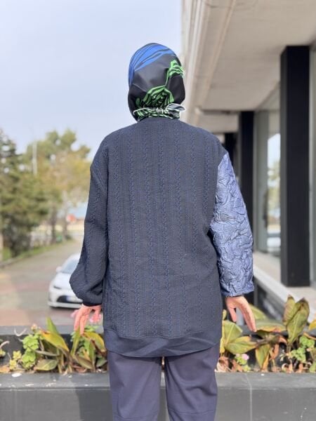 Ghisa Renkli Taş Detaylı Fermauarlı  Lacivert Ceket 3283