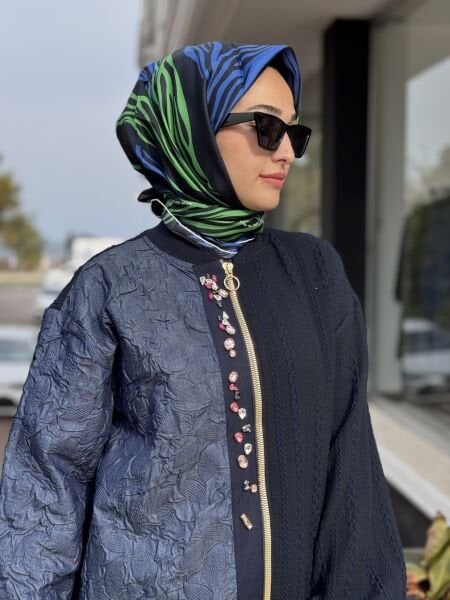 Ghisa Renkli Taş Detaylı Fermauarlı  Lacivert Ceket 3283