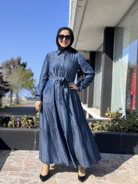 Misswhence Çıtçıtlı Tensel Kot Elbise 37842