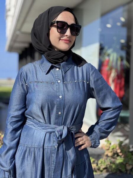 Misswhence Çıtçıtlı Tensel Kot Elbise 37842