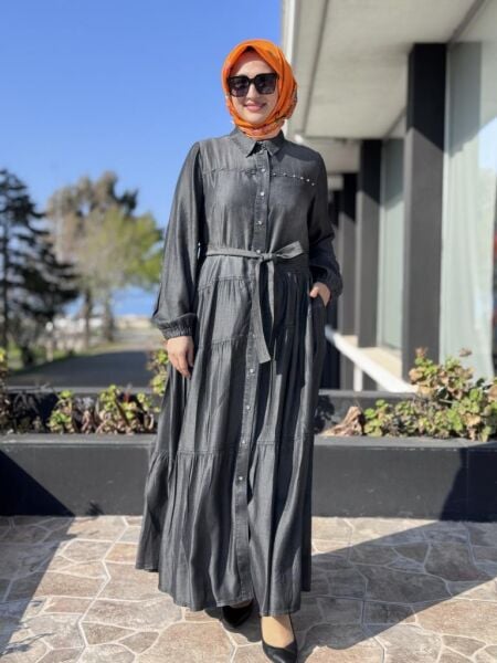 Misswhence Çıtçıtlı Tensel Kot Elbise 37842