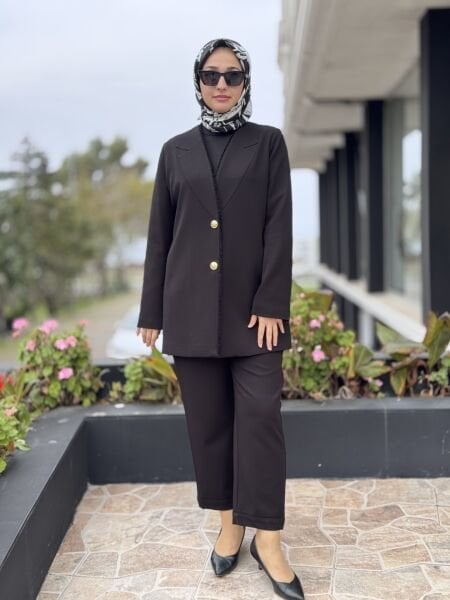 Ghisa Gold Düğmeli Blazer Ceket Pantolon Takım 3263