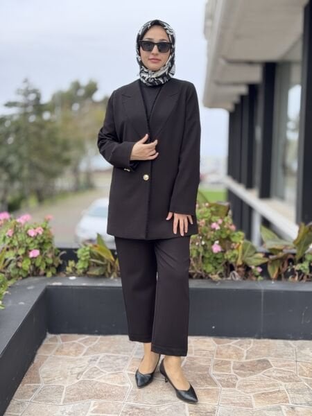 Ghisa Gold Düğmeli Blazer Ceket Pantolon Takım 3263