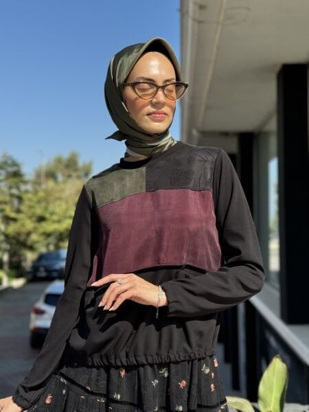 Misswhence Çiçek Desenli Cupra İpek Etek Bluz Takım 36005