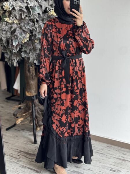 Misswhence Desenli Cupra İpek Elbise 37832