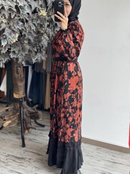 Misswhence Desenli Cupra İpek Elbise 37832