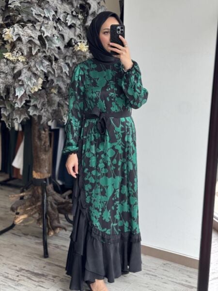 Misswhence Desenli Cupra İpek Elbise 37832