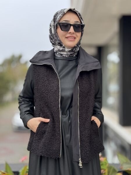 Misswhence Fermuar Detaylı Teddy Yelek 38701