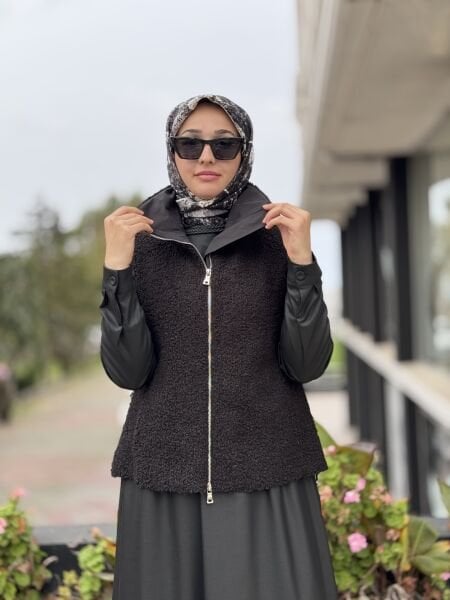 Misswhence Fermuar Detaylı Teddy Yelek 38701