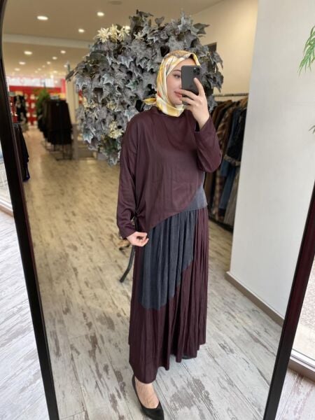 Almarwah Kraşlı Yandan BÜzgülü Bluz Etek Takım 202765