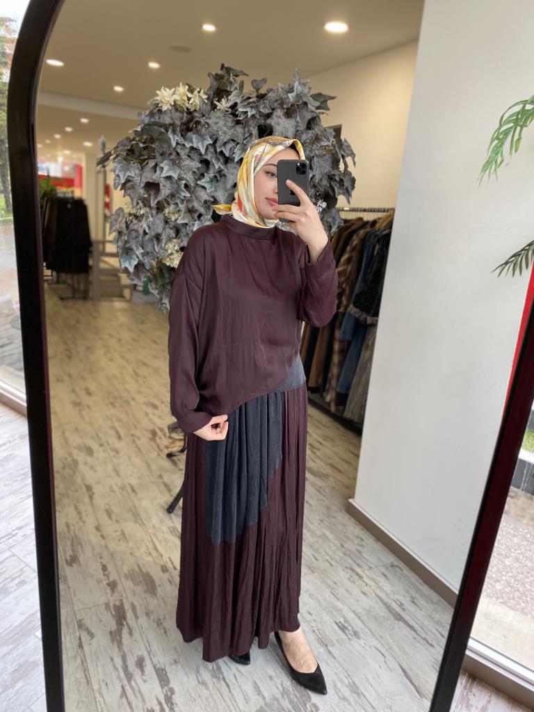 Almarwah Kraşlı Yandan BÜzgülü Bluz Etek Takım 202765