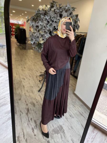 Almarwah Kraşlı Yandan BÜzgülü Bluz Etek Takım 202765