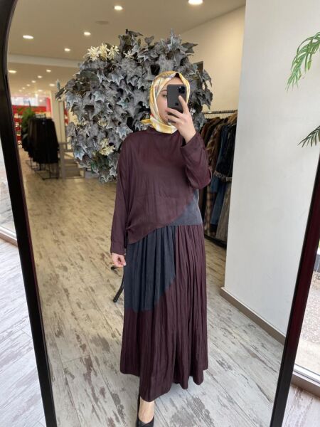 Almarwah Kraşlı Yandan BÜzgülü Bluz Etek Takım 202765