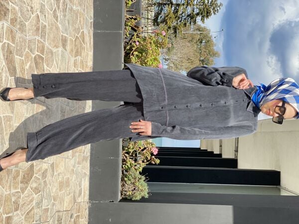 Almarwah Paçası Düğmeli Beli Lastikli Cupra İpek Pantolon 606045 KAHVE - 38