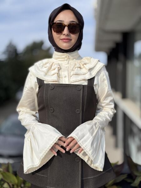 Kahma Fırfır Detaylı Poplin Gömlek