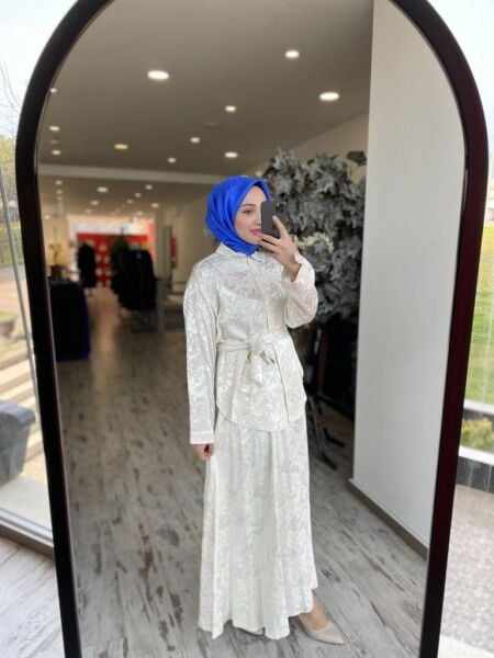 Almarwah Jakarlı Gömlek Etek Takım 202783