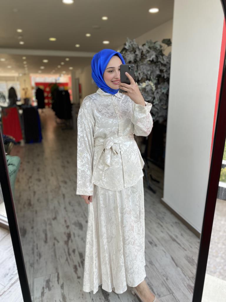 Almarwah Jakarlı Gömlek Etek Takım 202783