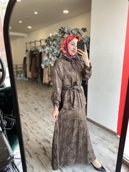 Almarwah Jakarlı Gömlek Etek Takım 202783