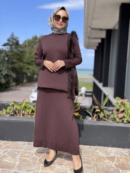 Misswhence Kürk ve Dantel Detaylı Triko Tunik MİSS268