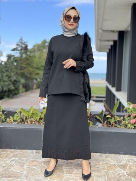 Misswhence Kürk ve Dantel Detaylı Triko Tunik MİSS268