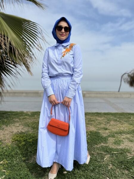 Vuu Çizgili Poplin Gömlek Etek Takım 25SSVB1029