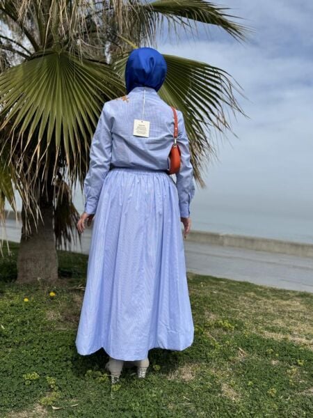 Vuu Çizgili Poplin Gömlek Etek Takım 25SSVB1029