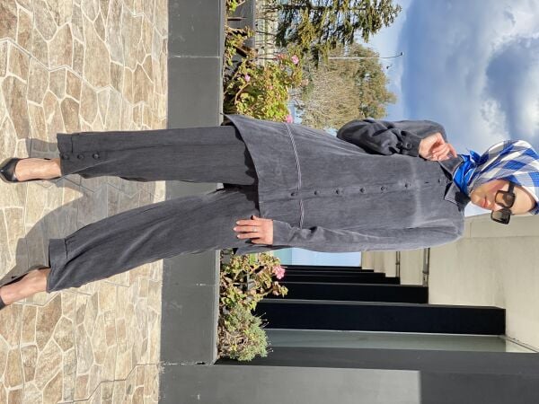 Almarwah Paçası Düğmeli Beli Lastikli Cupra İpek Pantolon 606045 SİYAH - 38