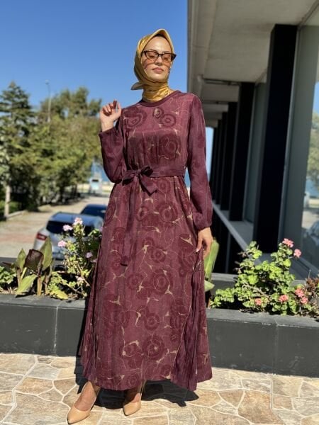 Misswhence Etek Ucu Fermuarlı Jakarlı İpek Elbise 36826