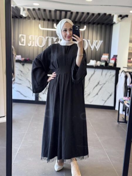 Vuu Simli Şal Desenli Boncuklu Elbise 25SSV4023