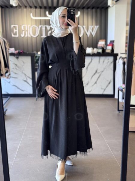 Vuu Simli Şal Desenli Boncuklu Elbise 25SSV4023