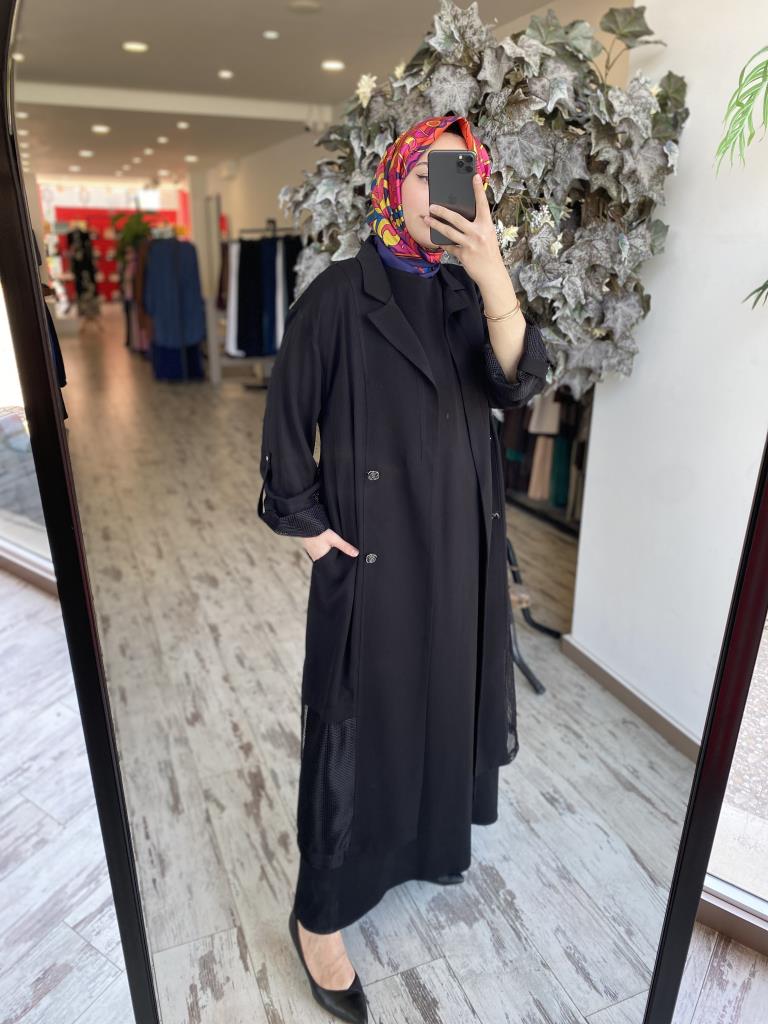 Tığ Triko İçi Elbiseli File Detaylı İkili Takım TKM1871