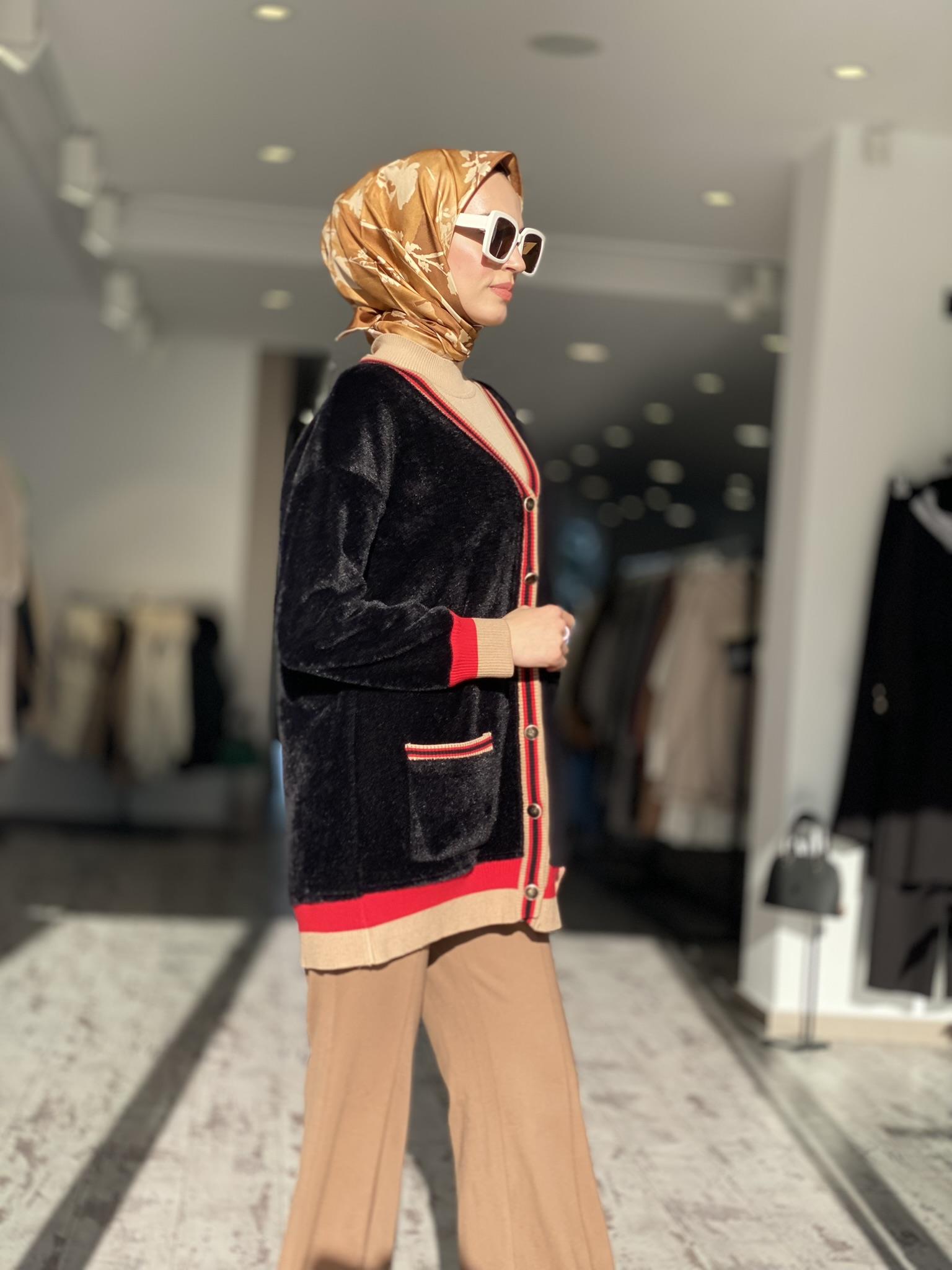 Tığ Triko Ribana Detaylı Tay Hırka HRK1533