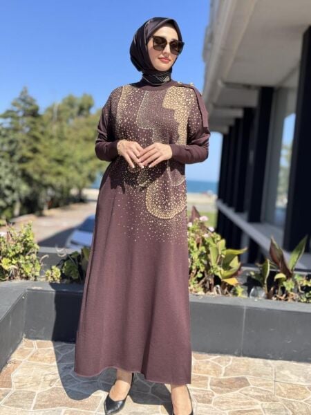 Misswhence Desenli Triko Elbise MİSS272