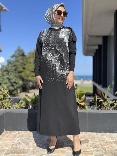 Misswhence Desenli Triko Elbise MİSS272