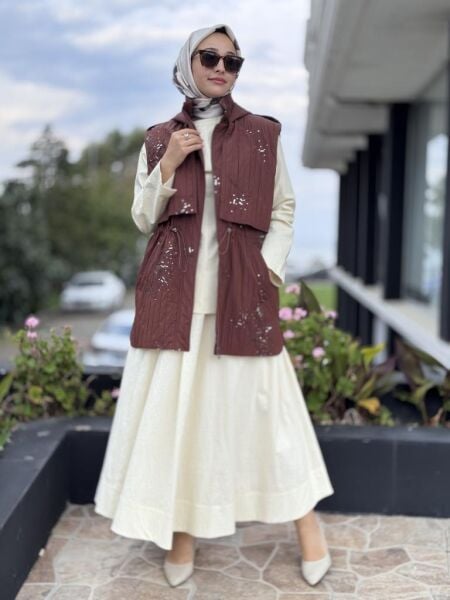 Ghisa Belden Büzgülü Kapitone Yelek 3236