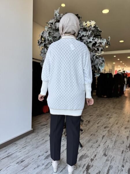 Ghisa Kuş Broş Detaylı Düğmeli Triko Hırka 3898 EKRU - 1