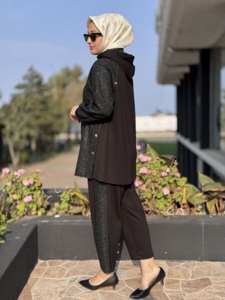 Ghisa Tüvit Kumaş Detaylı Fermuarlı Ceket Pantolon Takım