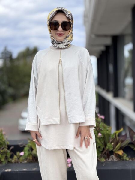 Ghisa Fermuar ve Paraşüt Kumaş Detaylı Nubuk Kap Pantolon Takım G4133