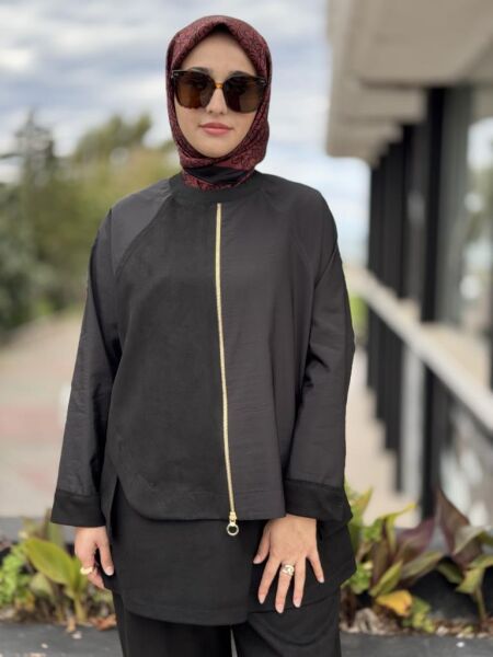 Ghisa Fermuar ve Paraşüt Kumaş Detaylı Nubuk Kap Pantolon Takım G4133