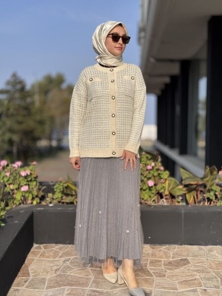 Ghisa Düğme Detaylı Triko Hırka