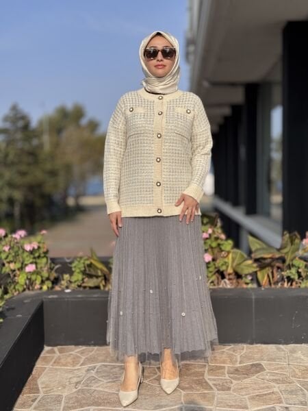 Ghisa Düğme Detaylı Triko Hırka