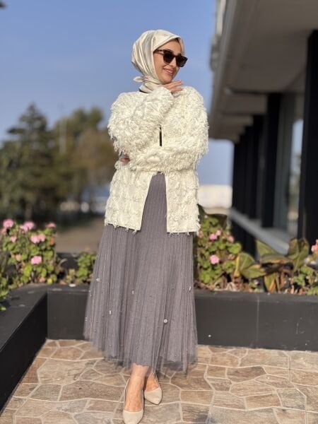 Ghisa Saçaklı Örme Triko Ceket