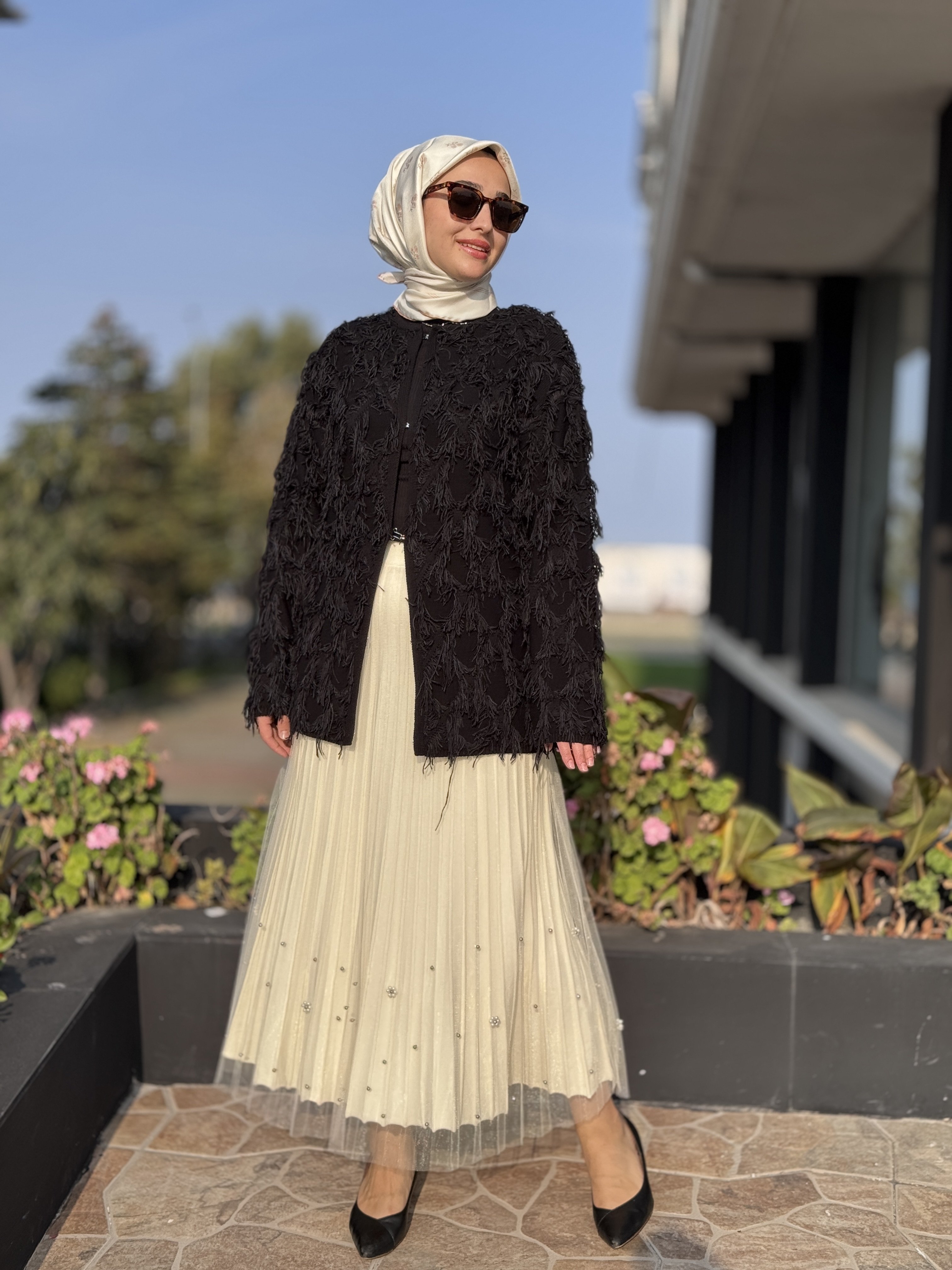 Ghisa Saçaklı Örme Triko Ceket