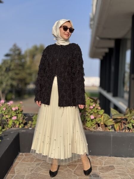 Ghisa Saçaklı Örme Triko Ceket