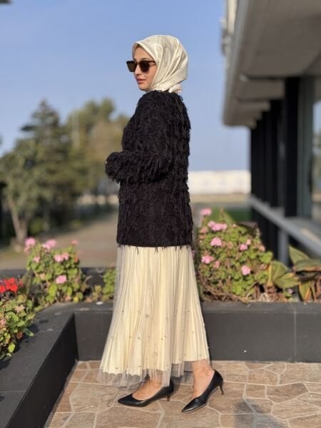 Ghisa Saçaklı Örme Triko Ceket