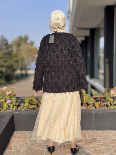 Ghisa Saçaklı Örme Triko Ceket