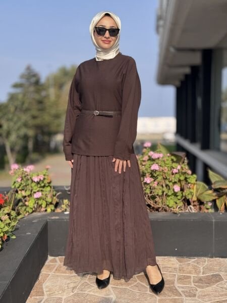 Qupra Kemer ve Şifon Detaylı Elbise WAC95011